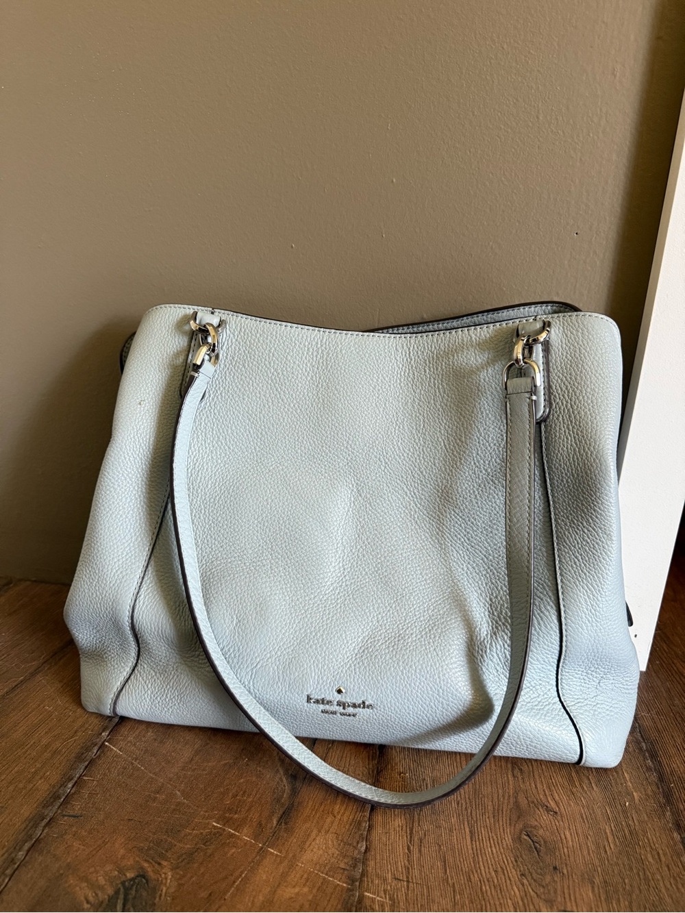Kate Spade Light Blue Pebbled Leather Shoulder Bag